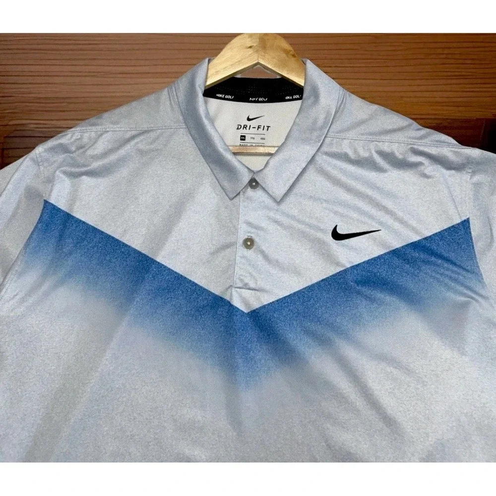 Mens Nike Dri‎ Fit Chevron Print Golf Polo AR4278 466 Sz 2XL Vented Collar ⛳️